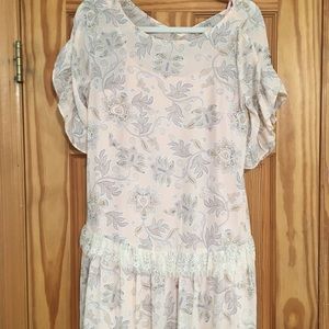LOFT chiffon dress with lace detail